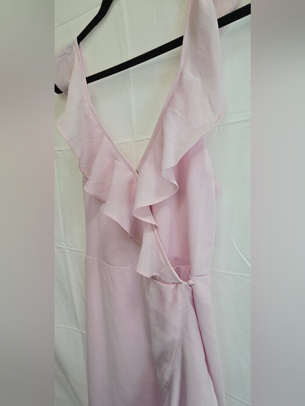 JustFab Pink Ruffle Wrap Midi Dress XL NWT Romantic Wedding Guest - Picture 3 of 7